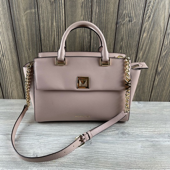 Michael Kors Sylvia Medium Top Zip Satchel in Soft Pink - Picture 1 of 16